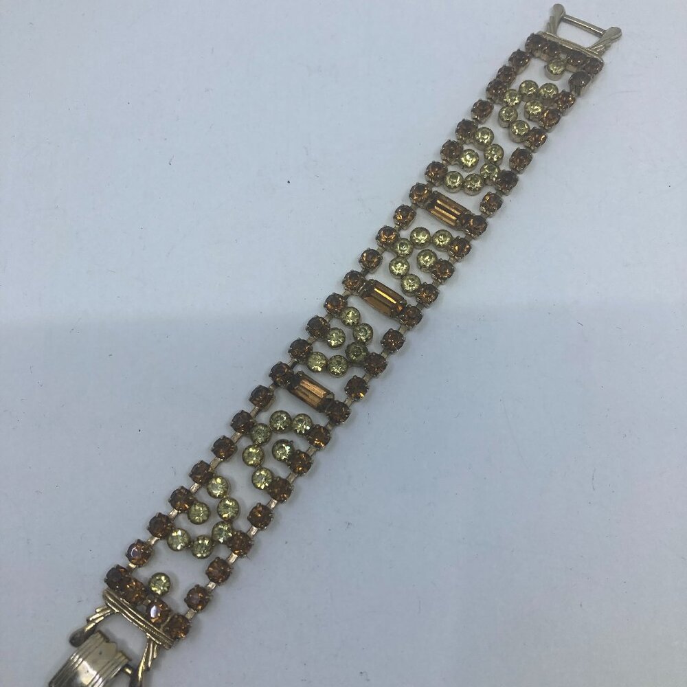 vTG 1960 Weiss ? rhinestone crystal amber/yellow  tennis bracelet